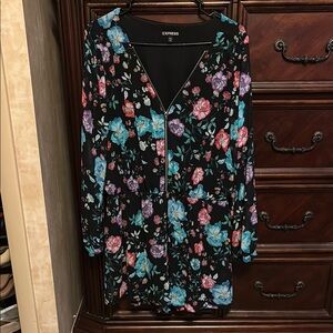 Express Vibrant Floral V-Neck Romper